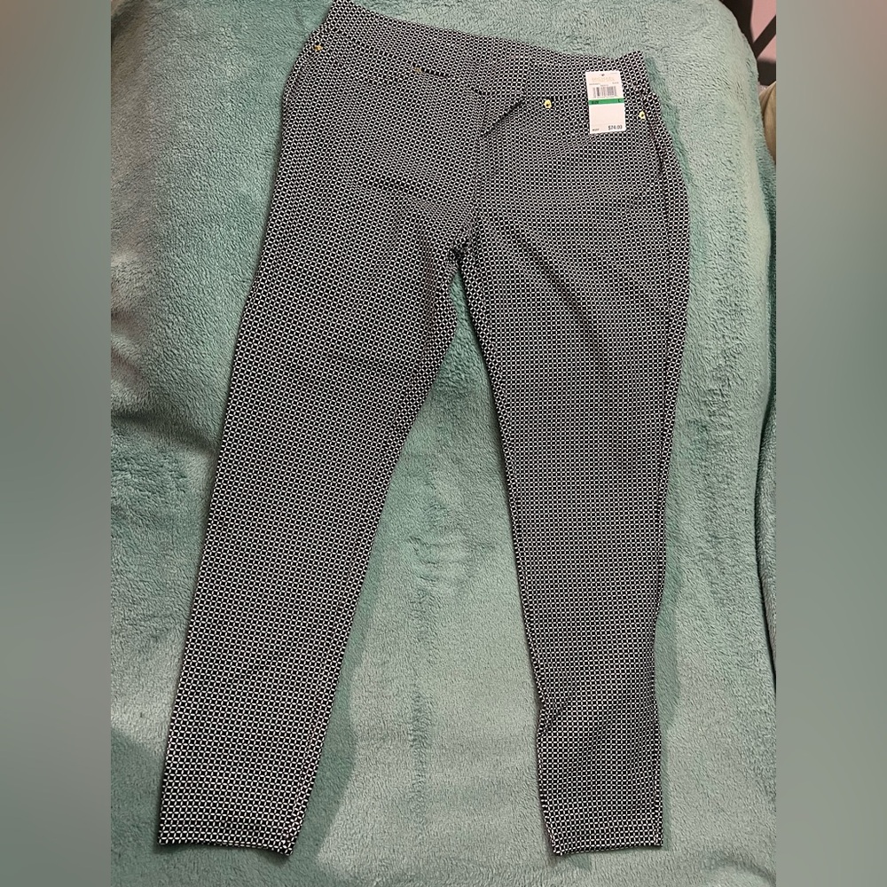 MICHAEL Michael Kors Black and White Straight Leg Pants
